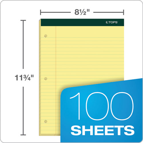 Image of TOPS Double Docket Ruled Pads, Wide/legal Rule, 100 Canary-Yellow 8.5 X 11.75 Sheets, 6/pack