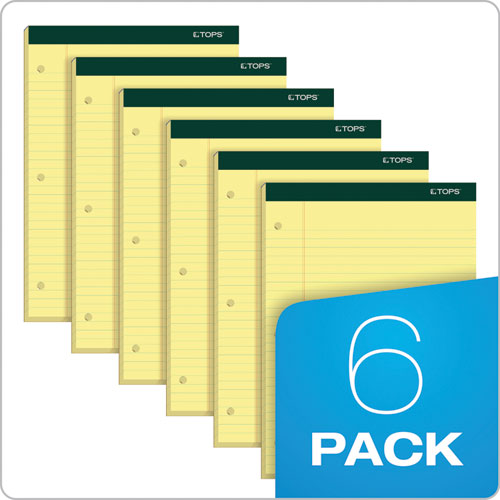 Image of TOPS Double Docket Ruled Pads, Wide/legal Rule, 100 Canary-Yellow 8.5 X 11.75 Sheets, 6/pack