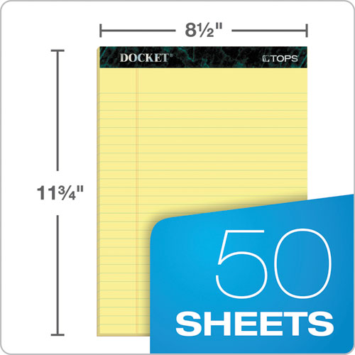Image of TOPS Docket Ruled Perforated Pads, Wide/legal Rule, 50 Canary-Yellow 8.5 X 11.75 Sheets, 12/pack