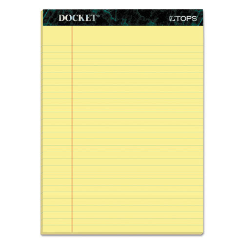 Image of TOPS Docket Ruled Perforated Pads, Wide/legal Rule, 50 Canary-Yellow 8.5 X 11.75 Sheets, 12/pack