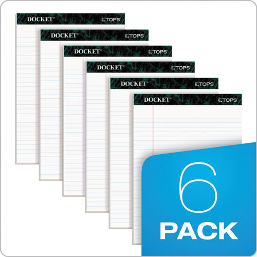 Image of TOPS Docket Ruled Perforated Pads, Wide/legal Rule, 50 White 8.5 X 11.75 Sheets, 6/pack
