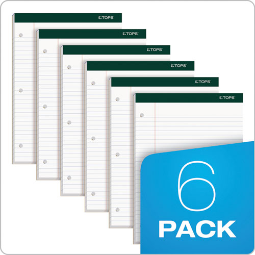 Image of TOPS Double Docket Ruled Pads, Wide/legal Rule, 100 White 8.5 X 11.75 Sheets, 6/pack