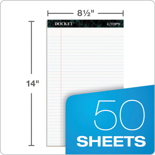 Image of TOPS Docket Ruled Perforated Pads, Wide/legal Rule, 50 White 8.5 X 14 Sheets, 12/pack