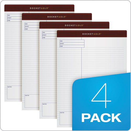 Image of TOPS Docket Gold Planning Pads, Project-Management Format, Quadrille Rule (4 Sq/in), 40 White 8.5 X 11.75 Sheets, 4/pack