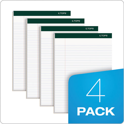 Image of TOPS Double Docket Ruled Pads, Narrow Rule, 100 White 8.5 X 11.75 Sheets, 4/pack