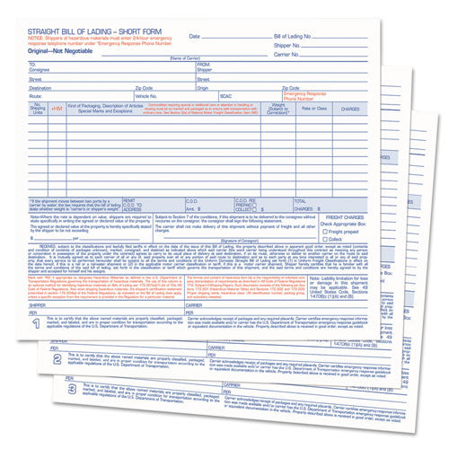 Image of TOPS Hazardous Material Short Form, Three-Part Carbonless, 7 x 8.5, 250 Forms Total