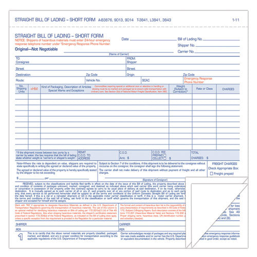 Image of TOPS Hazardous Material Short Form, Three-Part Carbonless, 7 x 8.5, 250 Forms Total