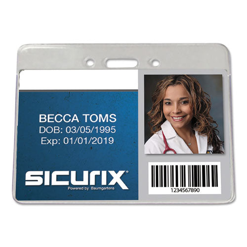 Image of SICURIX® Sicurix Proximity Badge Holder, Horizontal, 4w X 3h, Clear, 50/pack