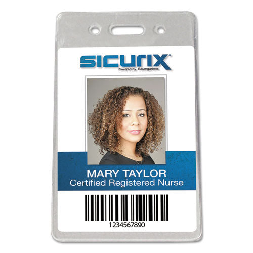 Image of SICURIX® Sicurix Proximity Badge Holder, Vertical, 2 1/2w X 4 1/2h, Clear, 50/pack