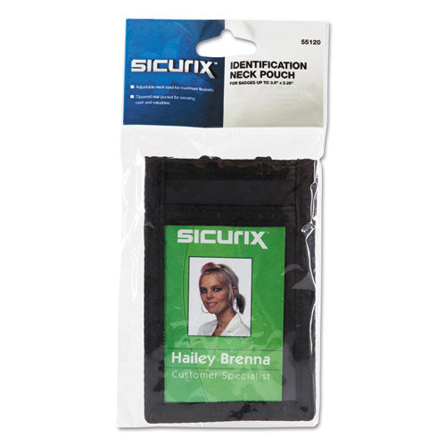Image of SICURIX® Sicurix Id Neck Pouch, Vertical, 3 X 4 3/4, Black