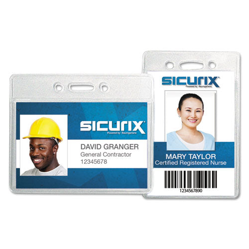 Image of SICURIX® Sicurix Proximity Badge Holder, Vertical, 2 1/2w X 4 1/2h, Clear, 50/pack