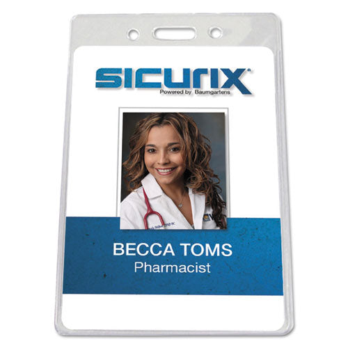 Image of SICURIX® Sicurix Badge Holder, Vertical, 2.75 X 4.13, Clear, 12/pack