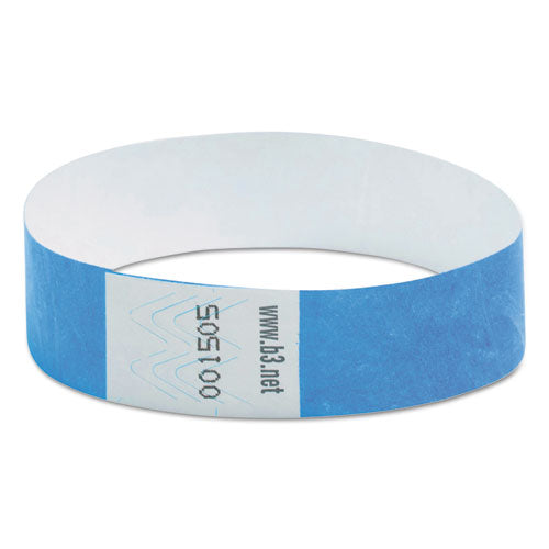 Image of SICURIX® Security Wristbands, Sequentially Numbered, 10" x 0.75", Blue, 100/Pack