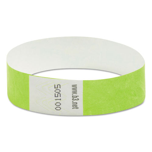 Image of SICURIX® Security Wristbands, Sequentially Numbered, 10" x 0.75", Green, 100/Pack