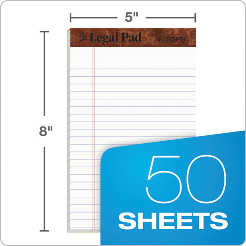 Image of TOPS The Legal Pad Ruled Perforated Pads, Narrow Rule, 50 White 5 X 8 Sheets, Dozen