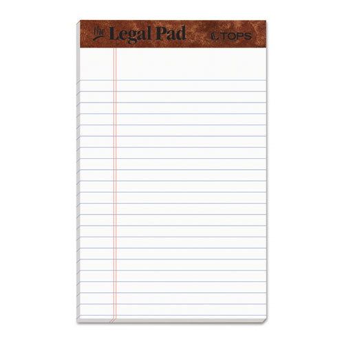 Image of TOPS The Legal Pad Ruled Perforated Pads, Narrow Rule, 50 White 5 X 8 Sheets, Dozen