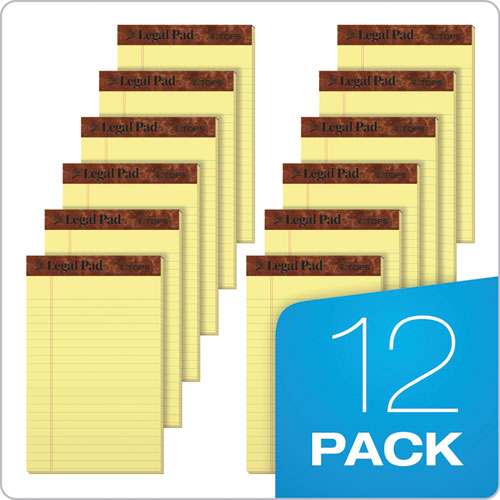 Image of TOPS The Legal Pad Ruled Perforated Pads, Narrow Rule, 50 Canary-Yellow 5 X 8 Sheets, Dozen