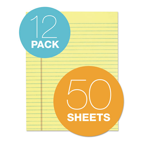 Image of TOPS The Legal Pad Glue Top Pads, Wide/legal Rule, 50 Canary-Yellow 8.5 X 11 Sheets, 12/pack