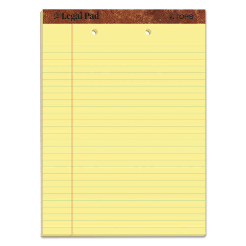 Image of TOPS The Legal Pad Ruled Perforated Pads, Top 2-Hole Punch, Wide/Legal Rule, 50 Canary-Yellow 8.5 x 11.75 Sheets, Dozen