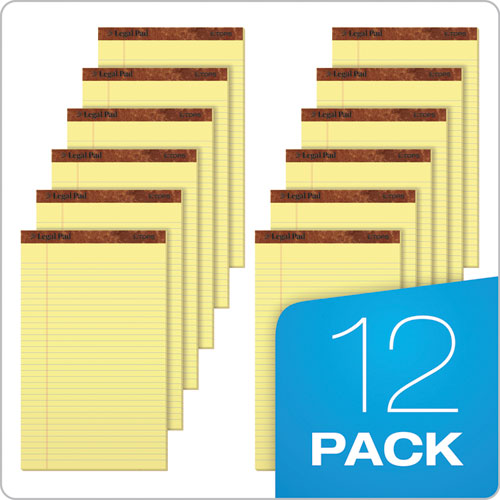 Image of TOPS The Legal Pad Plus Ruled Perforated Pads, 40 pt. Back, Wide/Legal Rule, 50 Canary-Yellow 8.5 x 14 Sheets, Dozen