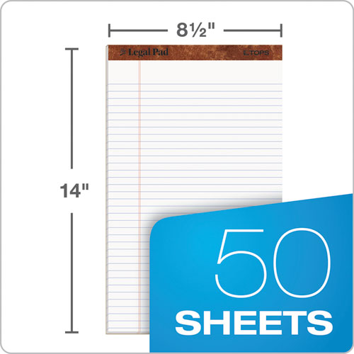 Image of TOPS The Legal Pad Ruled Perforated Pads, Wide/legal Rule, 50 White 8.5 X 14 Sheets, Dozen