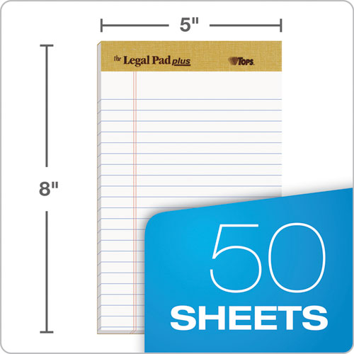 Image of TOPS The Legal Pad Plus Ruled Perforated Pads With 40 Pt. Back, Narrow Rule, 50 White 5 X 8 Sheets, Dozen