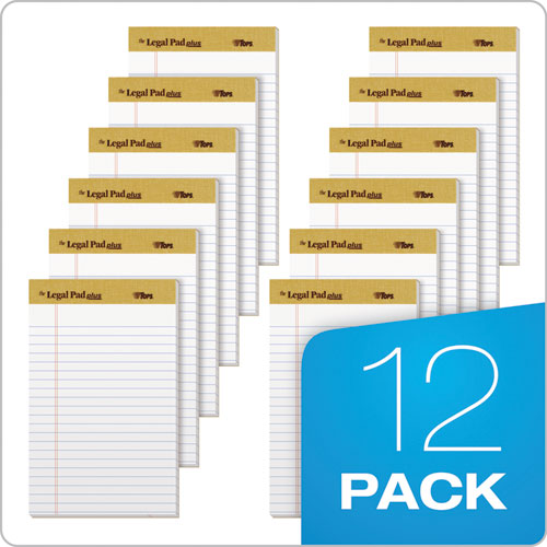 Image of TOPS The Legal Pad Plus Ruled Perforated Pads With 40 Pt. Back, Narrow Rule, 50 White 5 X 8 Sheets, Dozen