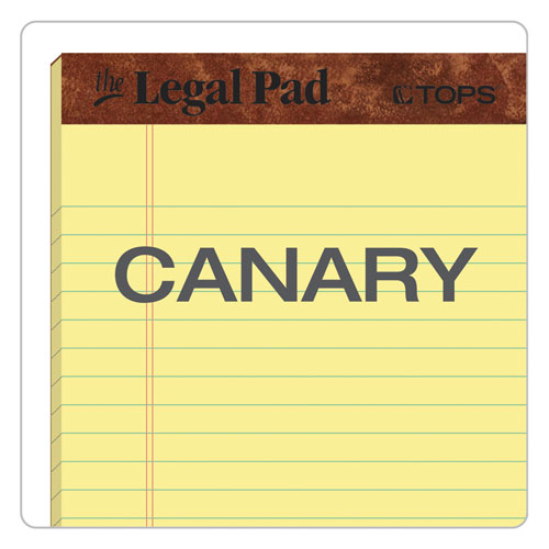 Image of TOPS The Legal Pad Ruled Perforated Pads, Narrow Rule, 50 Canary-Yellow 5 X 8 Sheets, Dozen