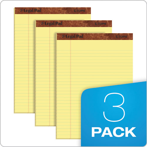 Image of TOPS The Legal Pad Ruled Perforated Pads, Wide/legal Rule, 50 Canary-Yellow 8.5 X 11 Sheets, 3/pack
