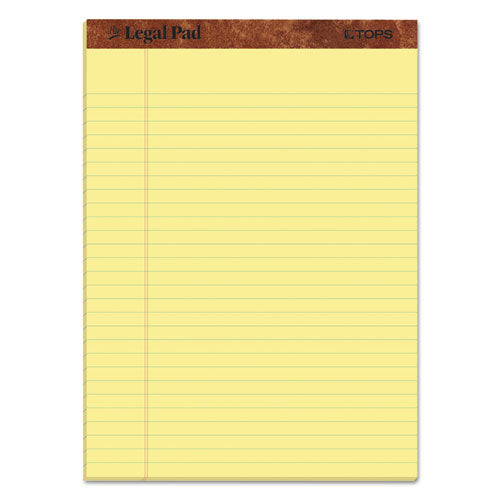 Image of TOPS The Legal Pad Ruled Perforated Pads, Wide/legal Rule, 50 Canary-Yellow 8.5 X 11 Sheets, 3/pack