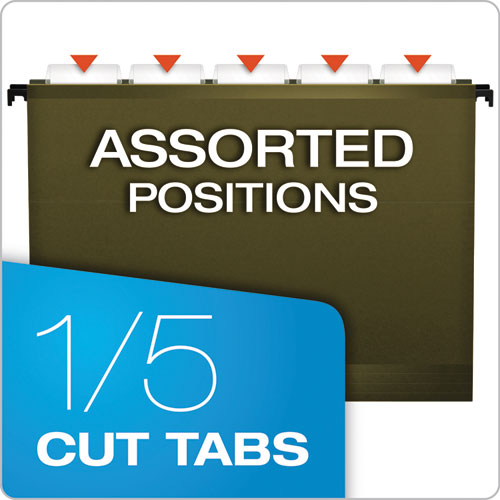 Image of Pendaflex® SureHook Hanging Pocket File, Letter Size, 1/5-Cut Tabs, Standard Green, 4/Pack