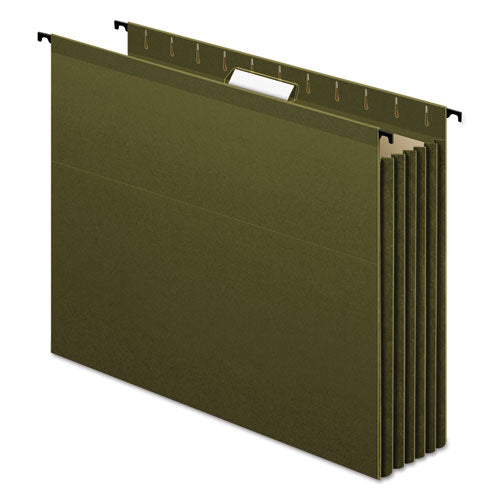 Image of Pendaflex® SureHook Hanging Pocket File, Letter Size, 1/5-Cut Tabs, Standard Green, 4/Pack