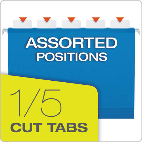 Image of Pendaflex® SureHook Reinforced Extra-Capacity Hanging Box File, 1 Section, 2" Capacity, Letter Size, 1/5-Cut Tabs, Blue, 25/Box