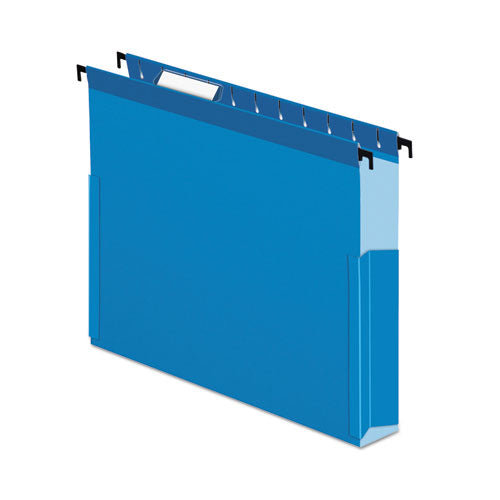 Image of Pendaflex® SureHook Reinforced Extra-Capacity Hanging Box File, 1 Section, 3" Capacity, Letter Size, 1/5-Cut Tabs, Blue, 25/Box