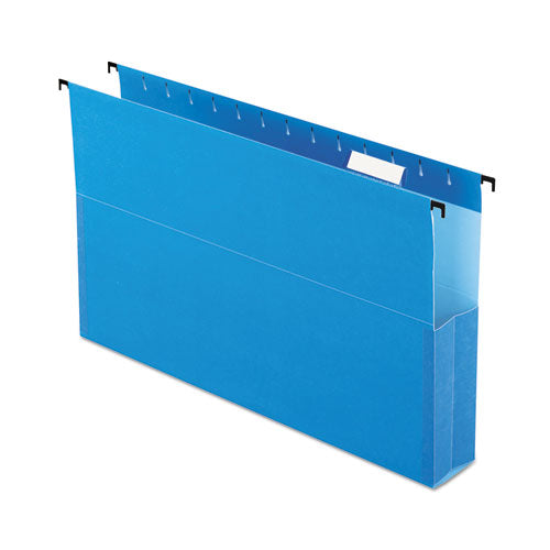 Image of Pendaflex® SureHook Reinforced Extra-Capacity Hanging Box File, 1 Section, 2" Capacity, Legal Size, 1/5-Cut Tabs, Blue, 25/Box