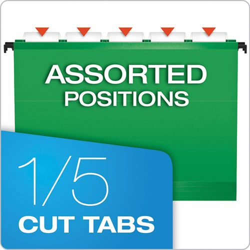 Image of Pendaflex® SureHook Hanging Folders, Letter Size, 1/5-Cut Tabs, Bright Green, 20/Box