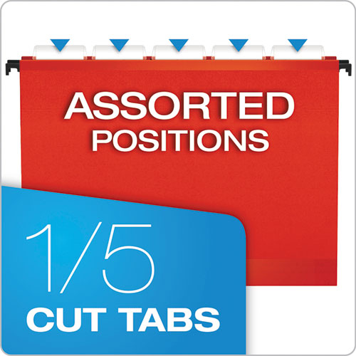 Image of Pendaflex® SureHook Hanging Folders, Letter Size, 1/5-Cut Tabs, Red, 20/Box