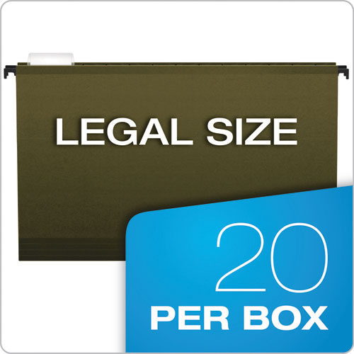 Image of Pendaflex® SureHook Hanging Folders, Legal Size, 1/5-Cut Tabs, Standard Green, 20/Box