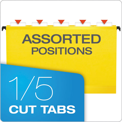 Image of Pendaflex® SureHook Hanging Folders, Legal Size, 1/5-Cut Tabs, Yellow, 20/Box