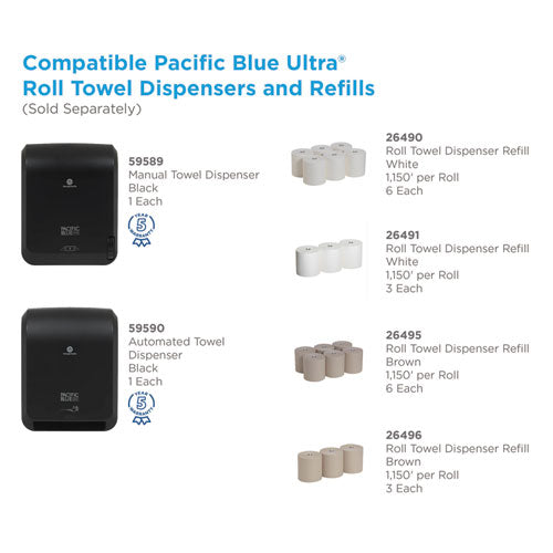 Image of Georgia Pacific® Professional Pacific Blue Ultra Paper Towel Dispenser, Automated, 12.9 X 9 X 16.8, Black