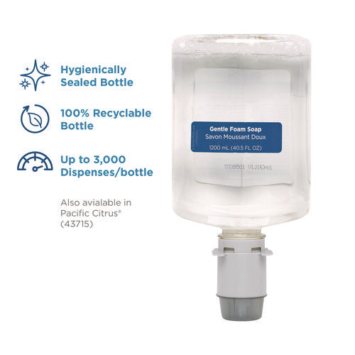 Image of Georgia Pacific® Professional Pacific Blue Ultra Foam Soap Manual Dispenser Refill, Fragrance-Free, 1,200 mL, 4/Carton