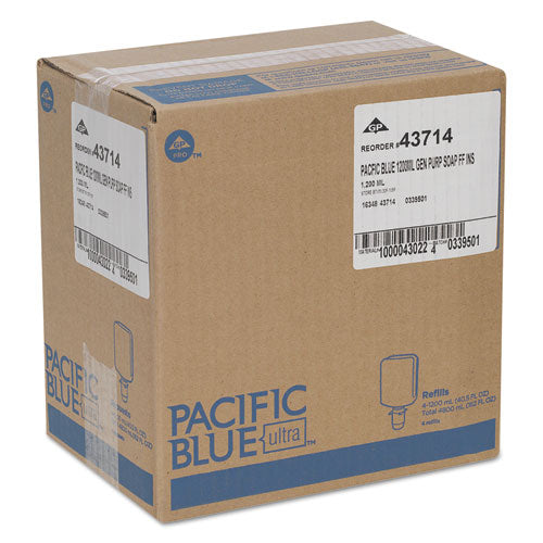 Image of Georgia Pacific® Professional Pacific Blue Ultra Foam Soap Manual Dispenser Refill, Fragrance-Free, 1,200 mL, 4/Carton