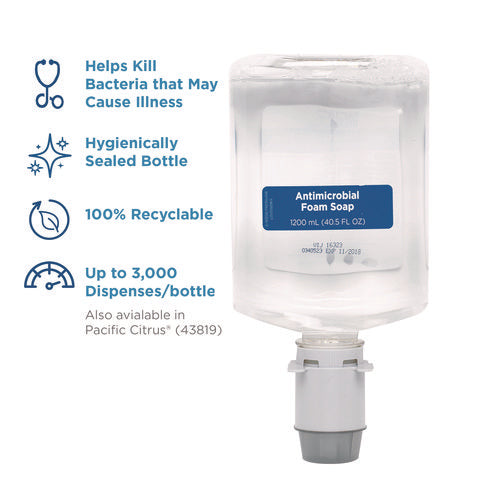 Image of Georgia Pacific® Professional Pacific Blue Ultra Foam Soap Manual Dispenser Refill, Antimicrobial, Unscented, 1,200 mL, 4/Carton