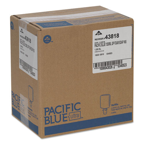 Image of Georgia Pacific® Professional Pacific Blue Ultra Foam Soap Manual Dispenser Refill, Antimicrobial, Unscented, 1,200 mL, 4/Carton