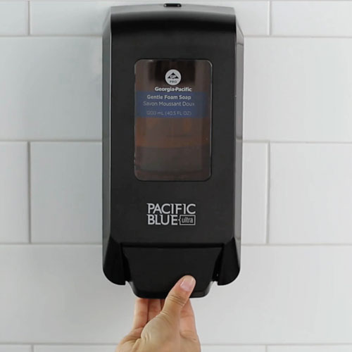 Image of Georgia Pacific® Professional Pacific Blue Ultra Soap/sanitizer Dispenser 1,200 Ml Refill, 5.6 X 4.4 X 11.5, Black