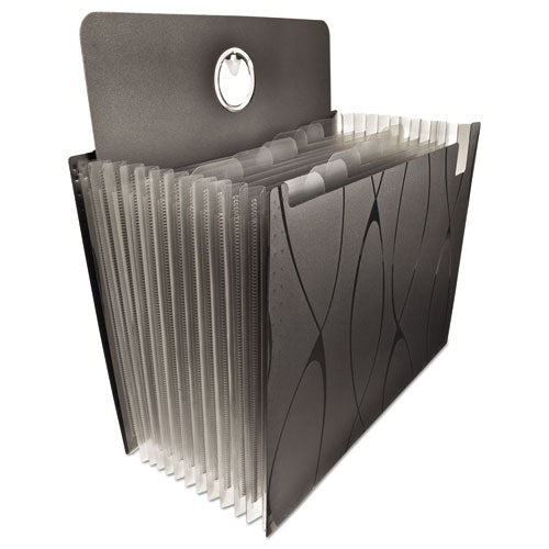 Image of Pendaflex® Sliding Cover Expanding File, 4" Expansion, 13 Sections, Cord/Hook Closure, 1/6-Cut Tabs, Letter Size, Black
