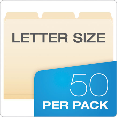 Image of Pendaflex® Ready-Tab Reinforced File Folders, 1/3-Cut Tabs: Assorted, Letter Size, Manila, 50/Pack