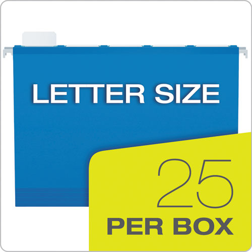 Image of Pendaflex® SureHook Reinforced Extra-Capacity Hanging Box File, 1 Section, 3" Capacity, Letter Size, 1/5-Cut Tabs, Blue, 25/Box