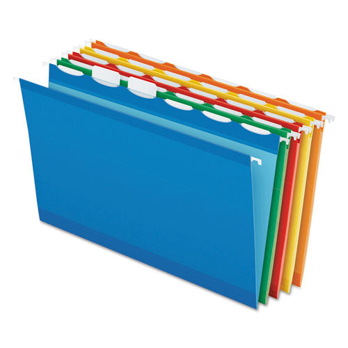 Image of Pendaflex® Ready-Tab Colored Reinforced Hanging Folders, Legal Size, 1/6-Cut Tabs, Assorted Colors, 25/Box