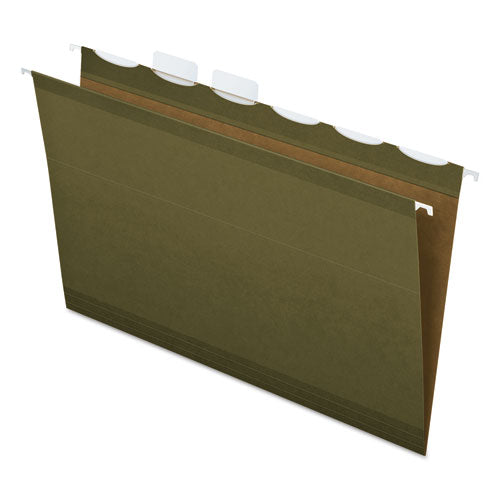 Image of Pendaflex® Ready-Tab Extra Capacity Reinforced Colored Hanging Folders, Letter Size, 1/5-Cut Tabs, Standard Green, 20/Box